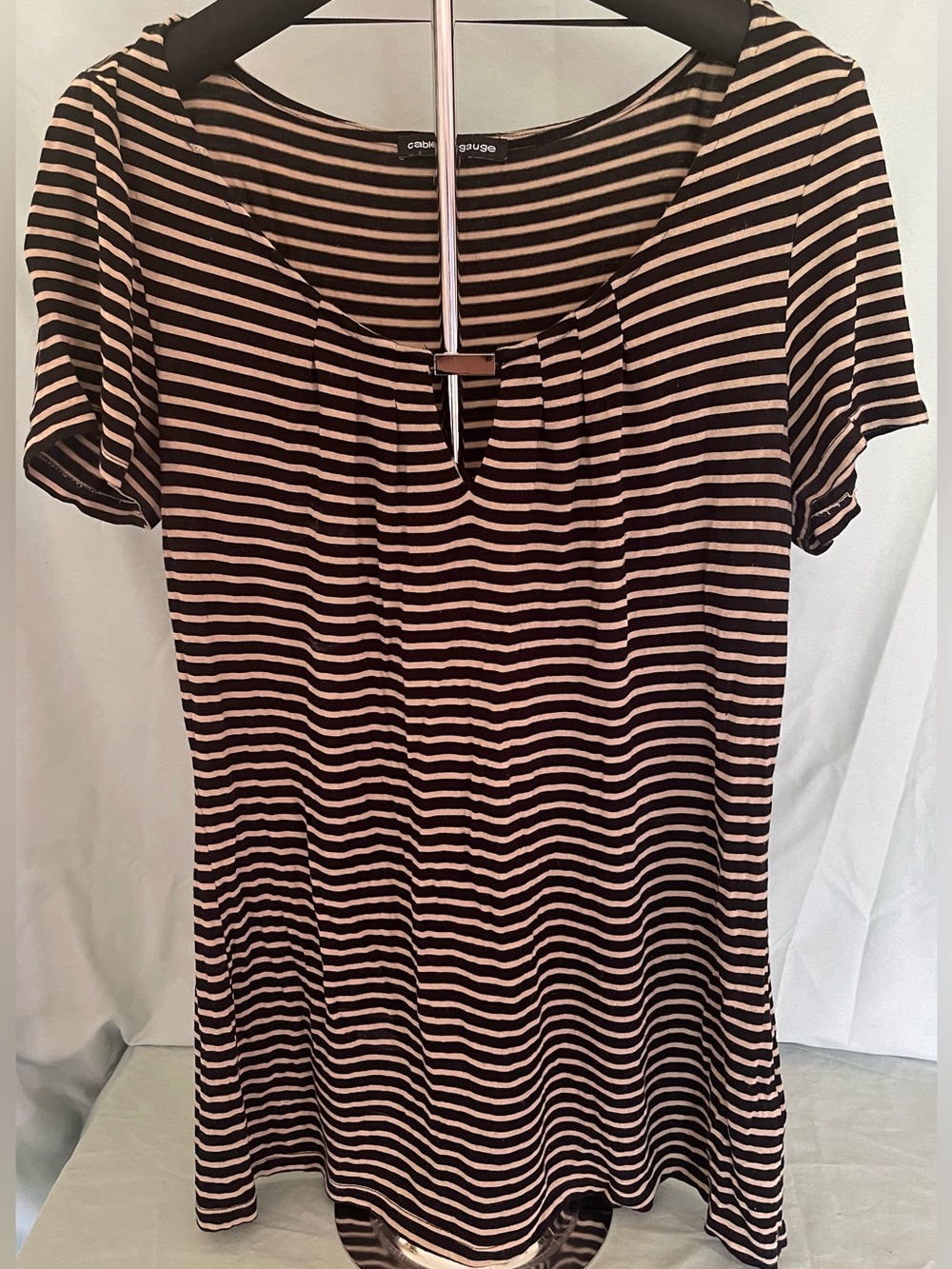 Black and Cream Striped Short-Sleeve Tee